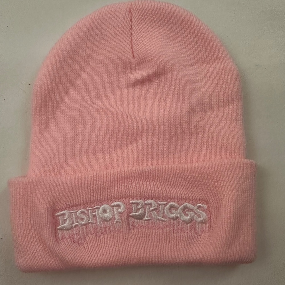 New Bishop Briggs Baby Logo Knit Cuffed Pink Beanie One Size
